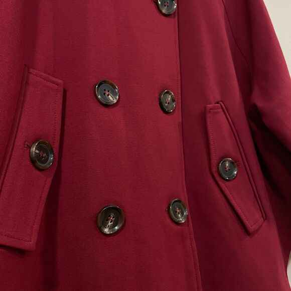 ~ Cartonnier Lg Anthropologie Blazer Cape Wine Double Breasted Buttons Pockets - Picture 6 of 15